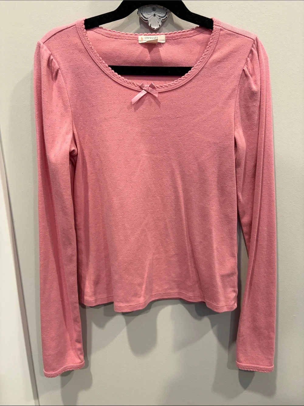Crewcuts Pink Long-Sleeve Knit Top with Bow